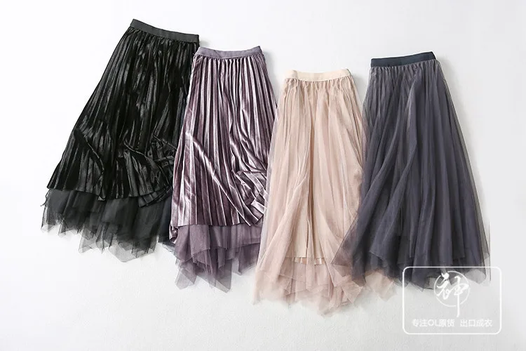 

A Generation of 2018 Autumn Retro Sweet Velvet Gauze Reversible Tutu Skirt Entity