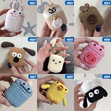 Ручной работы, милый мультяшный защитный вязаный чехол, кожаный чехол для свитера, силиконовая коробка для гарнитуры, Вязаная Шерстяная Крышка для наушников AirPods