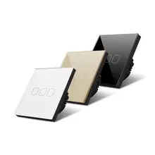 1 2 3-Gang 1Way круглые светодиодные лампы светодиодный сенсорный выключатель света 220 в ЕС Стандартный выключатель света поверхности Водонепроницаемый Стекло настенный светильник переключатель