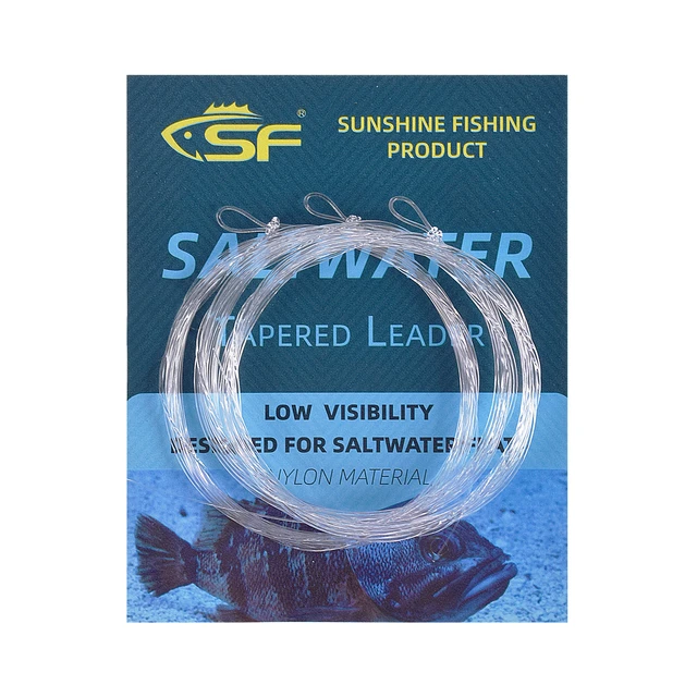 SF 3Pcs 10FT 8-40LB Saltwater Tapered Leader Nylon Pre-tied Loop Fly  Fishing Tapered Leader