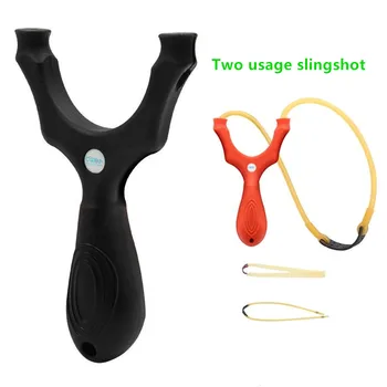 

Two usage 2 Colors Shooter Slingshot Portable High-Precision Tie-Free flat Round Leather Catapult Hunting Bow