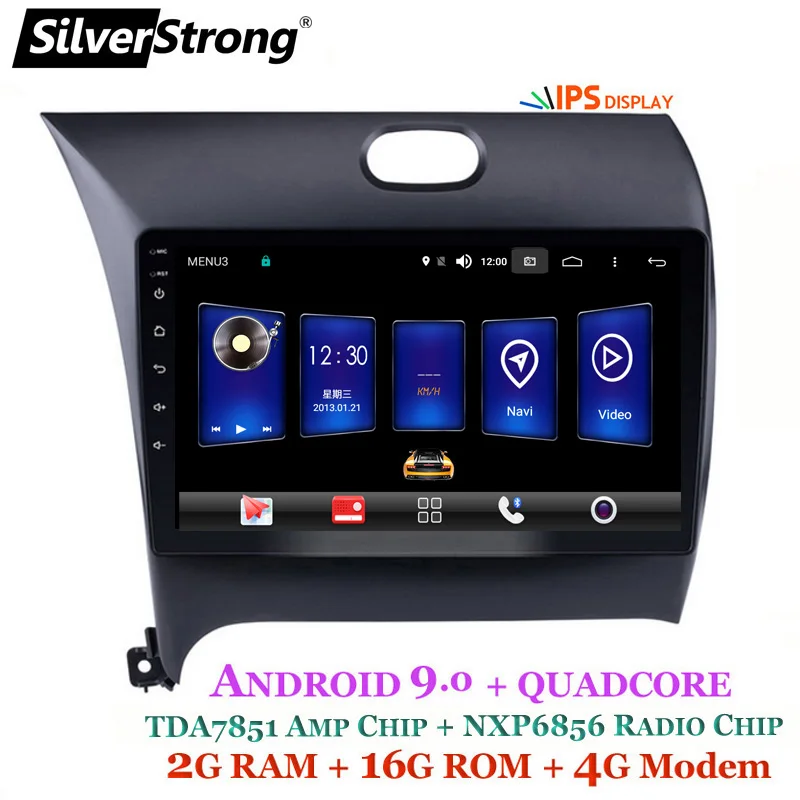 Top SilverStrong 2din Android9.0 Car GPS For Kia CERATO K3 FORTE 2013+ Left Driving with 4G modem Radio GPS WIFI 3