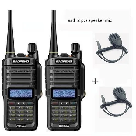2 шт 5-25 км 10 Вт Baofeng UV-9R плюс обновленная версия cb радио comunicador Водонепроницаемая рация baofeng uv 9r плюс рация - Цвет: add 2 mic speaker