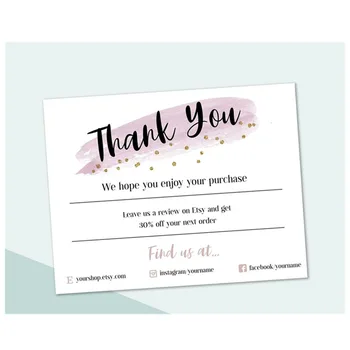 

Business thank you for your purchase cards Media Social Cards Packaging card Discount card Promotion card
