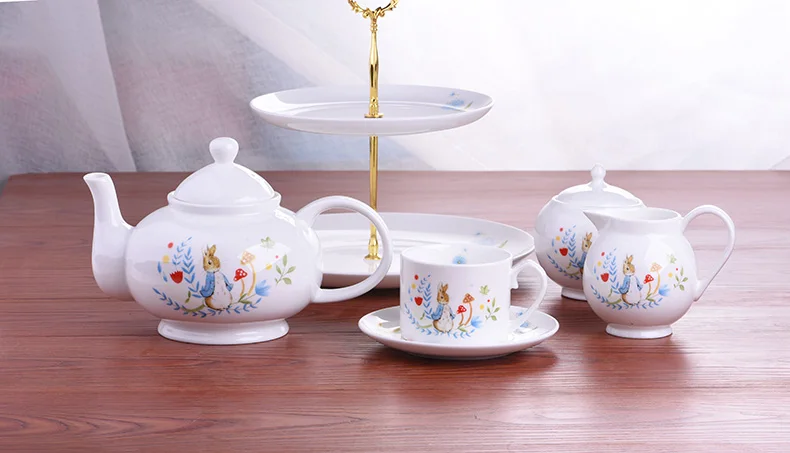 

Cartoon Rabbit Teapot Tea Pot Lovely Gift Ceramic Drinkware Mugs Coffee Cups Milk Jug Candy Jar plates Tea Cup & Saucer Sets