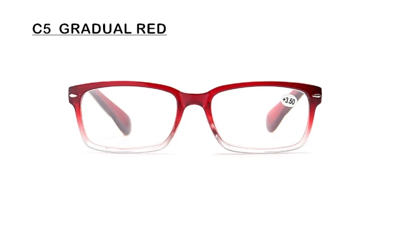 SWOKENCE Retro Reading Glasses Women Men Brand High Quality Presbyopia Eyeglasses With Dioptre+1.0 1.5 2.0 2.5 3.0 3.5 4.0 R132 - Цвет оправы: C5  GRADUAL RED