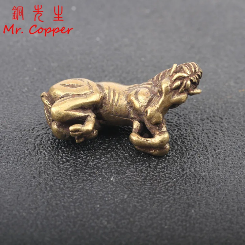 Винтажные Статуэтки миниатюры из чистой меди с лошадью украшения латунный декор