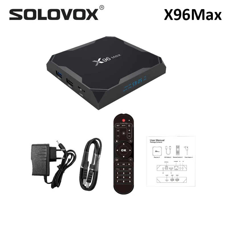 SOLOVOX X96 Max X2 Android 8 1 ТВ приставка Amlogic S905X2 LPDDR4 Четырехъядерный 4 Гб 64 2 4G и 5 ГГц Wifi BT 1000M