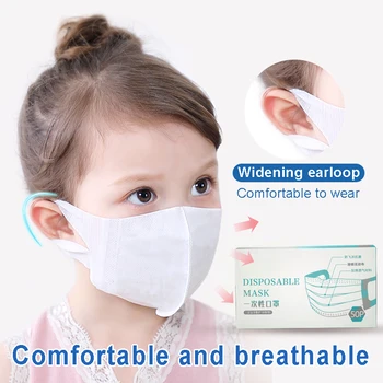 

50pcs Disposable Children Face mouth Mask 3 Layers Non-woven Fabrics Masks Breathable comfortable three-dimensional mask