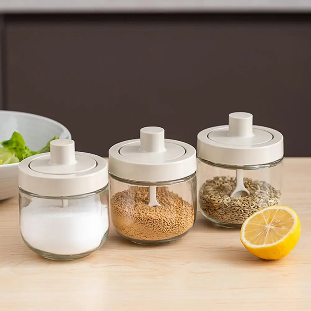 Spice Jar Clear Leak-proof Seasoning Jar Glass Large Capacity