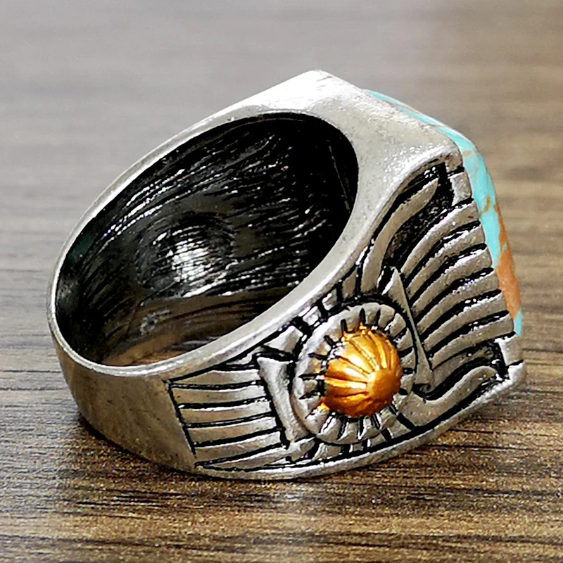 Винтажное античное кольцо с зеленым камнем, модное ювелирное изделие, голубой бирюзовый палец, кольцо для женщин, свадебные кольца на годовщину O3M031