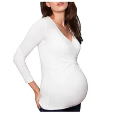 Футболки для беременных женщин, плюс размер, v-образный вырез, длинный рукав, грудное вскармливание, топы для беременных, одежда для кормящих, для беременных и кормящих, тройники, Новинка