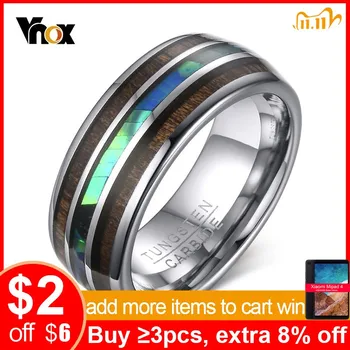 

Vnox Stylish Shell Wood Rings for Men Tungsten Carbide Male Wedding Band Comfort Wear Ornaments