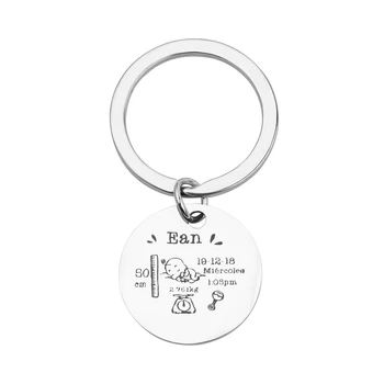 

Customize baby kids commemorative gift key chain personalized name birth date weight time newborn memorial baby statistics