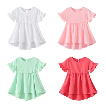 

2020 Summer Girls Dress Candy Color Dresses For Kids Irregular Children Casual Clothing Baby Beach Dress With Hat