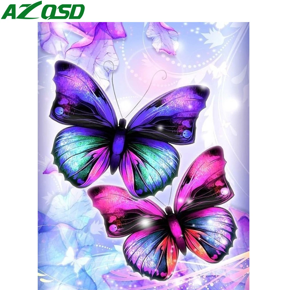 AZQSD Paint By Number Butterfly Canvas Painting Kits Home Decor Oil Numbers Animal Acrylic Handpainted Gift | Дом и сад
