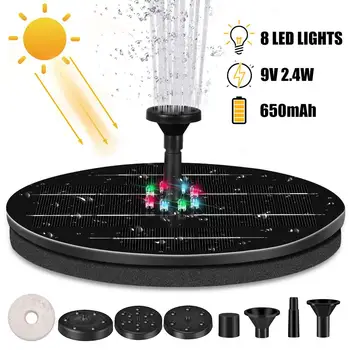 

2.4W 9V Solar Fountain Pump Portable Floating Solar Powered Water Fountain Pump With LED Light For Birdbath Garden Backyard Pond
