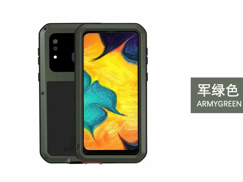 LOVE MEI для samsung Galaxy A20 A30 чехол для телефона противоударный пыленепроницаемый мобильный корпус металлическая алюминиевая защита+ Gorilla glass - Цвет: Green