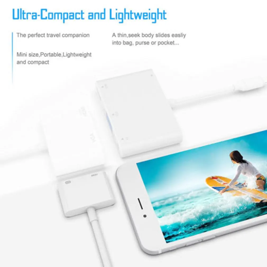 Lightning/HDMI Интерфейсный Кабель-адаптер цифровой AV tv Plug& Play 1080P HD для iPhone