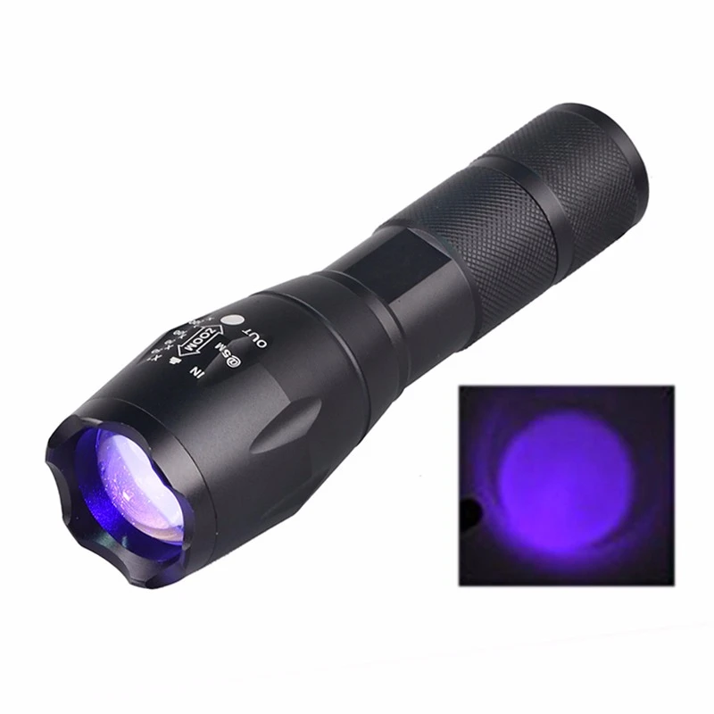 YT-E17UV УФ светодиодный 395nM 5 Вт алюминиевый зум ультрафиолетовая вспышка светильник черный светильник фонарь фиалки для домашних животных пятна Охота маркер проверка