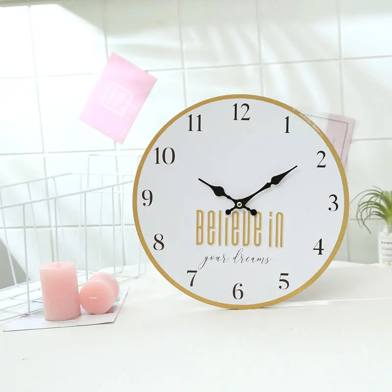 12 inch European and American letters Solid wood wall clock Home decoration Picture frame electronic | Дом и сад