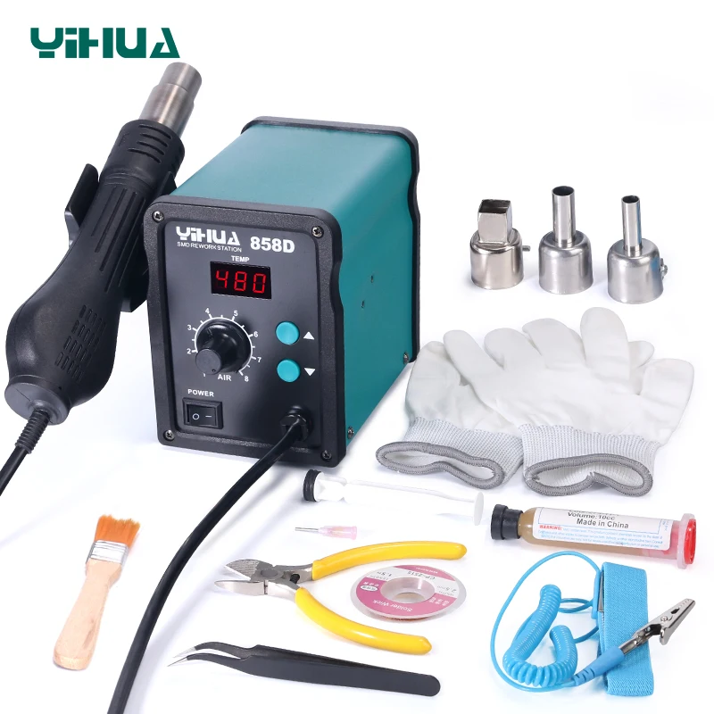 YIHUA 858D Hot Air Gun Soldering Station 700W BGA Rework Station 110V/220V  Heat Gun LED Digital Display Welding Station