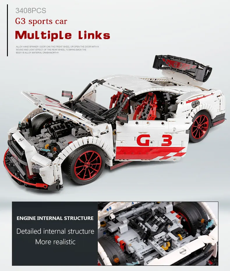 Креативная серия Moc Technic Ниссан GTR GT3 скоростной гоночный спортивный автомобиль набор автомобилей строительные блоки кирпичи модель игрушки 25326