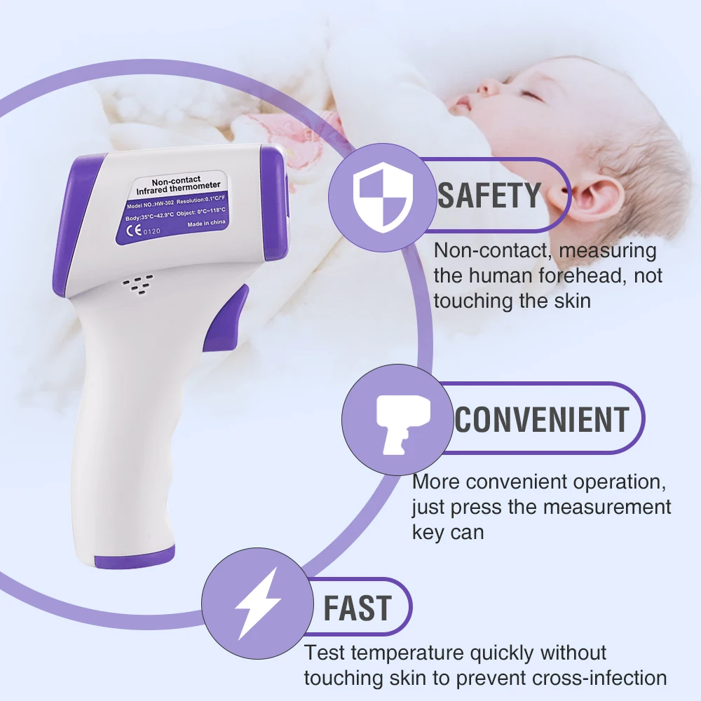 Бесконтактный медицинский термометр лоб цифровой инфракрасный термометр портативный Сигнализация для младенца/взрослого температура тела