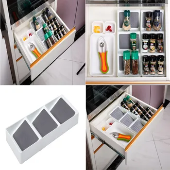 

Plastic Cutlery Storage Drawer Tray Spice Rack Drawer Organizer Cabinet Drawers 3 Slanted Tiers Kitchen Spice Rack Drawer Box