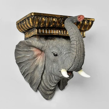 

Mascot Elephant Animal Head Art Sculpture Escultura Home Office Wall Hanging Decoration Storage Holders Gift Craft Home Decor