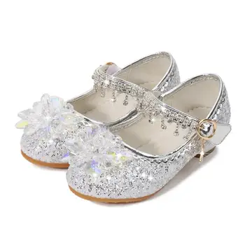 

Sweet Girls Princess Shoes New Bowknot Children Princess Rhinestone Flat Heels Dancing Kids dress Shoes size 25-37