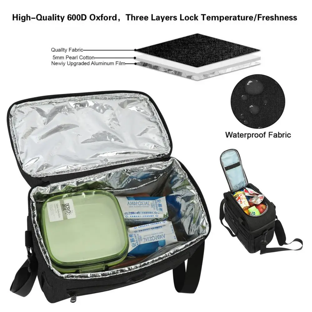 Cena DENUONISS izolowana torba kreatywna konstrukcja grzewcza USB płócienna torba obiadowa dla mężczyzn kobiet wodoodporna torba termiczna o dużej pojemności