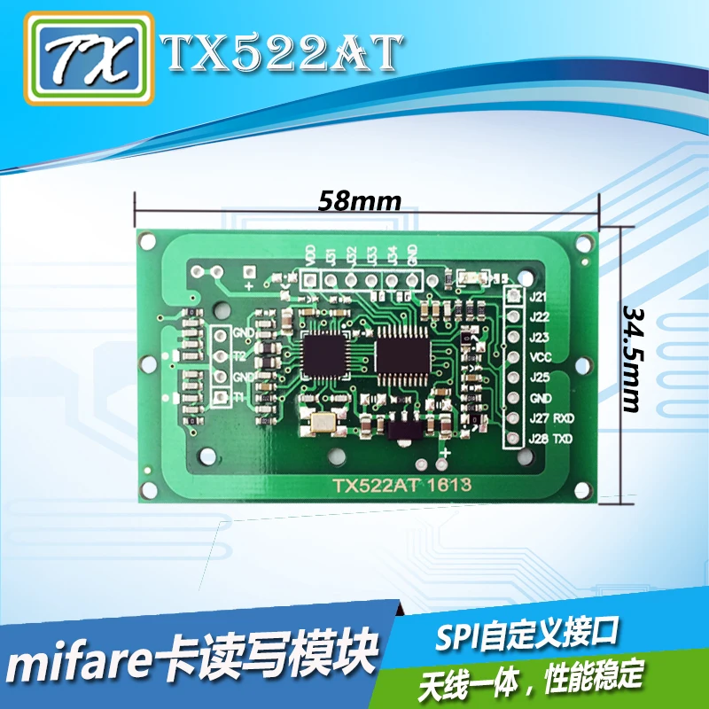 

TX522AT High Frequency 13.56MHz RF Induction Mifare One M1 IC Card Reader Write Module