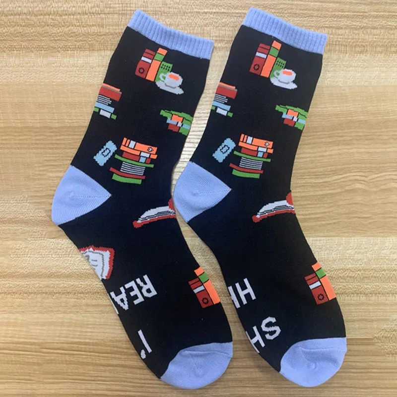 SHHH HHH я читаю буквы Носки новинка носки-забавные Повседневные носки для мужчин и женщин