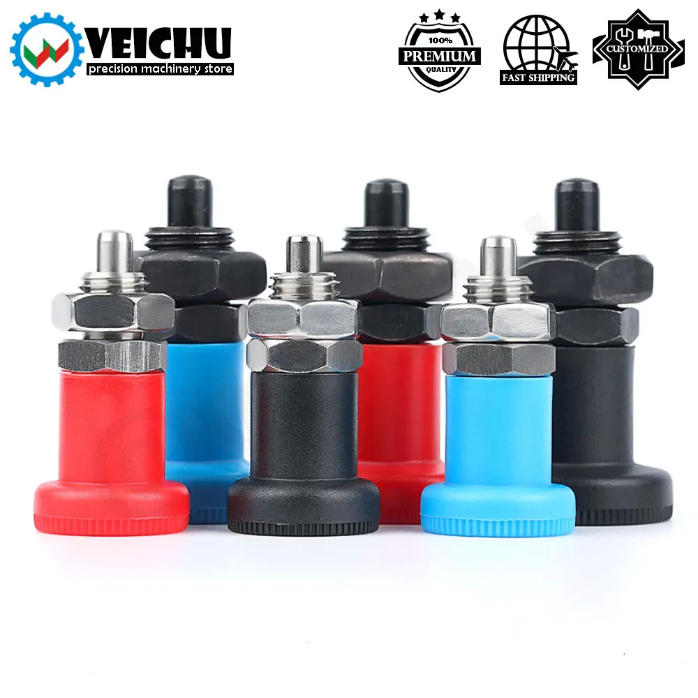 VEICHU 스테인리스 탄소강 잠금 및 포지셔닝 인덱스 볼트, VCN216, 3 가지 색상 플라스틱 손잡이, M12, M16 인덱싱 플런저
