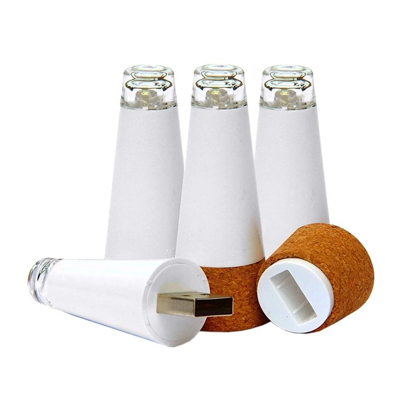 

ABSS-4 Pcs Led Wine Bottle Lights Brightest Wine Cork USB Light - 12 Lumens the Perfect Gift for the Wine Bottle Night Lights