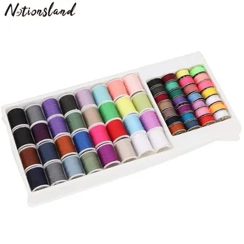 

60pcs Sewing Threads Set 100% Polyester Yarn Metal Spool for Home Sewing Machine and Hand Stitching Needlework Tool