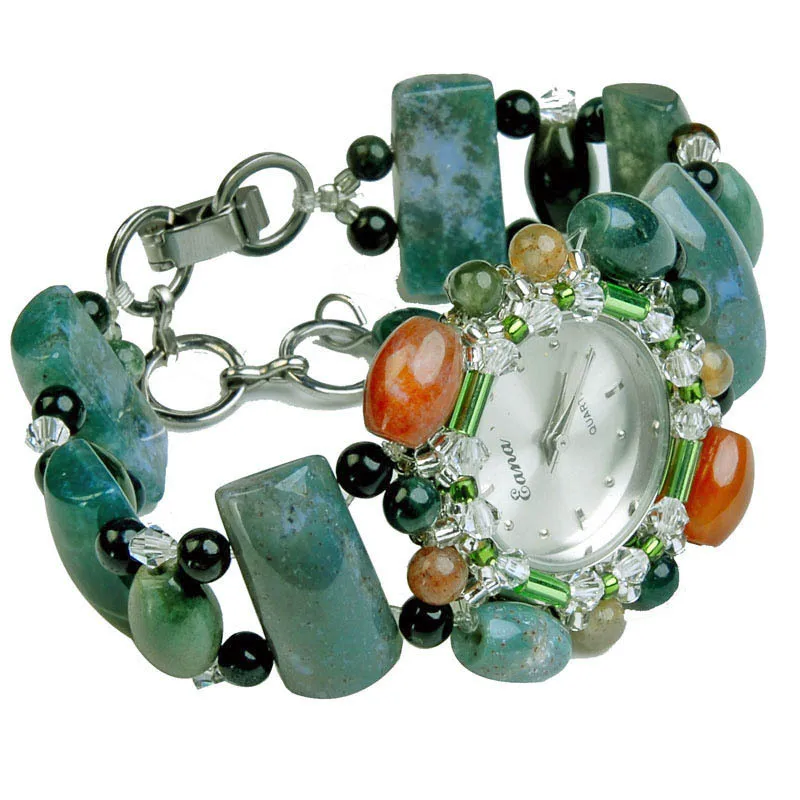 

WOMEN'S Watch Quartz Watch Natural India Agate Watch Strap Natural Crystal Bracelet Watch WOMEN'S Watch