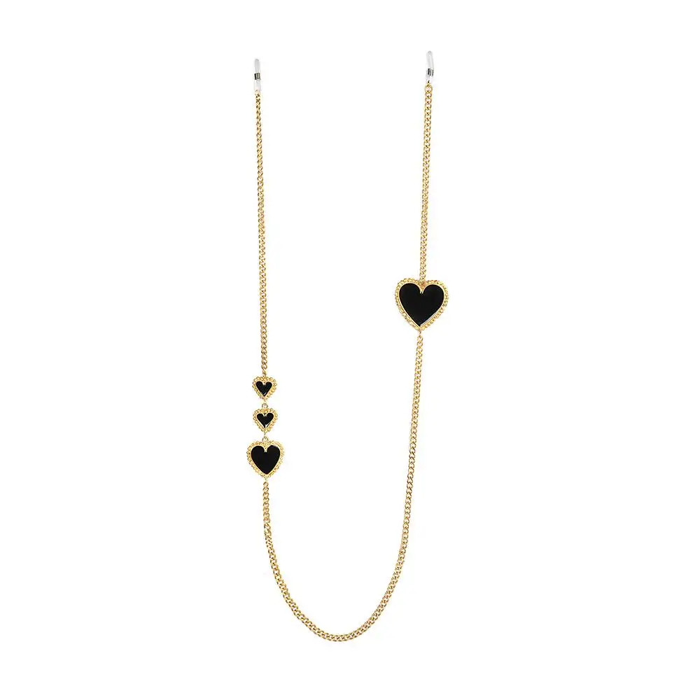 E.B.belle Fashion Enamel Black White Red Heart Gold Glasses Chain Multifunctional Anti-Lost Mask Chain For Women 3
