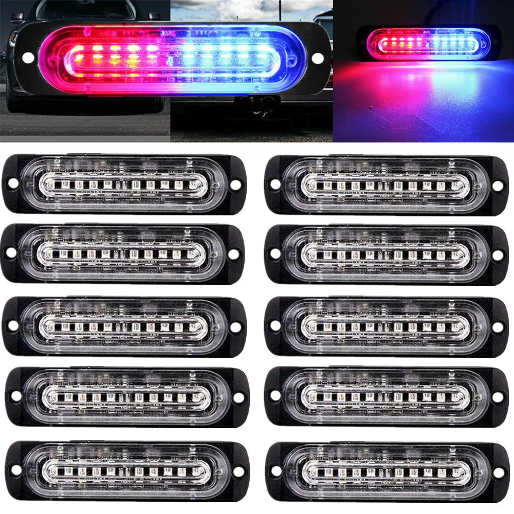 

10PCS Police Flasher Strobe Lights Emergency lights 24V 10LED Truck Trailer Light Side Lamp Flashers Stroboscopes for Auto 12v