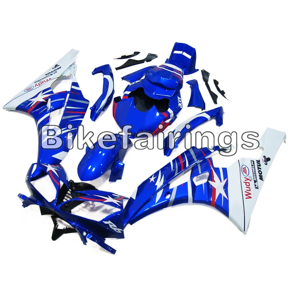 Полный комплект обтекателя Для Yamaha YZF 600 R6 2006 2007 YZF 06 07 ABS пластиковые детали для мотоцикла Бодибилдинг глянцевый синий белый ковбочки