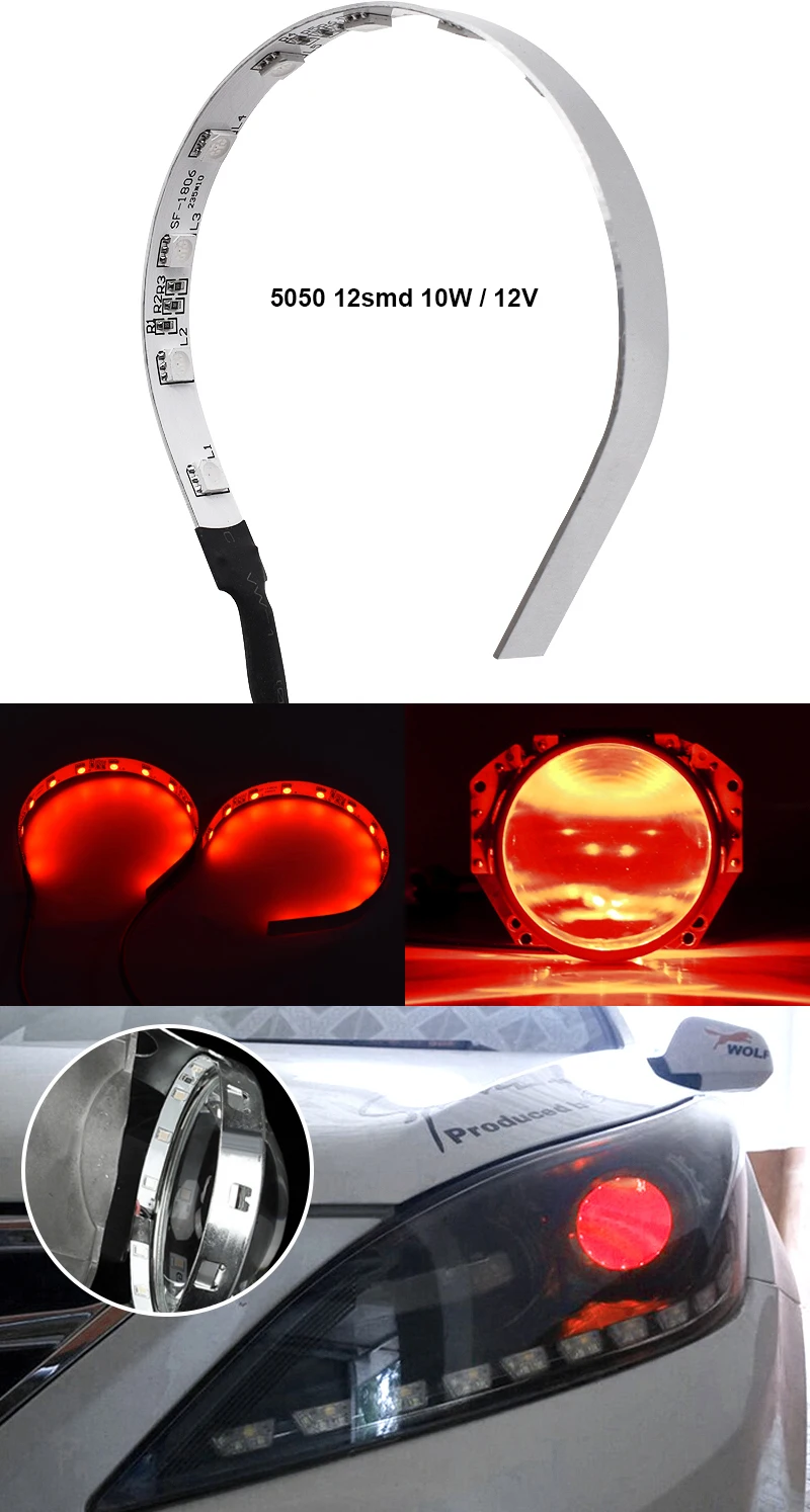 360 Degree LED RGB APP Bluetooth Devil Demon Eyes Car Motorcycle 2.5 3.0 Inch Projector Lenscar Angel Eye DRL Car Accessories