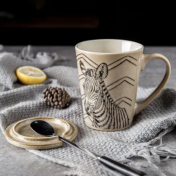 

300ml Creative Hand Painting Animal Cup Retro Ceramic Cups and Mugs Coffee Cup Milk Tea Mug Drinkware Novetly Gifts