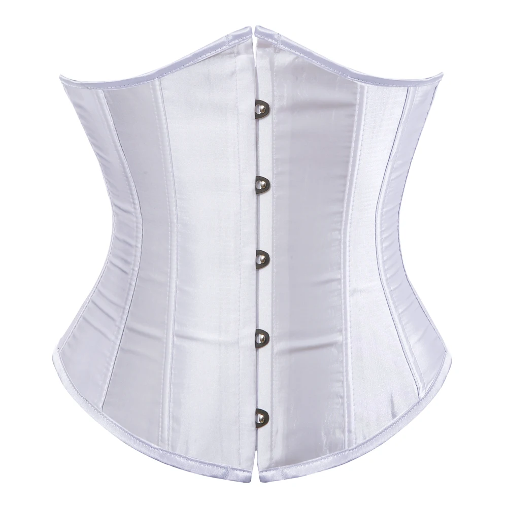 Underbust Corset Sexy Women's Underwear Waist Slimming Body Shaper Corset Top for Women Steampunk Lace-up Corset Belt White