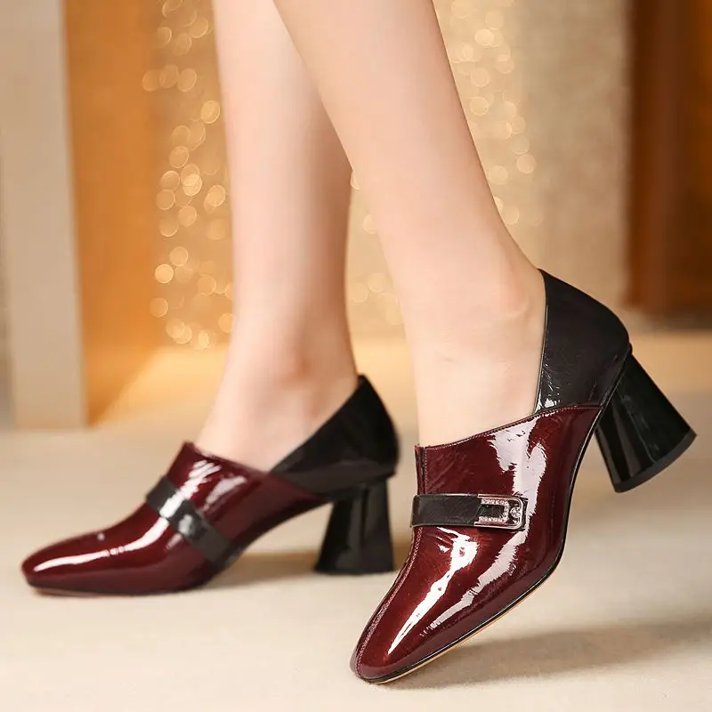 ALLBITEFO genuine leather high heels fashion ladies shoes high heel shoes girls high quality leisure women shoes women heels