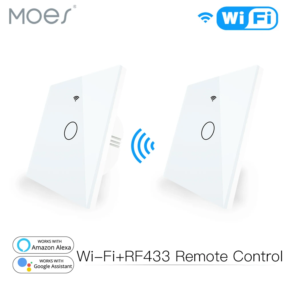 Умный сенсорный выключатель со стеклянной панелью Wi-Fi RF433 передатчик настенная