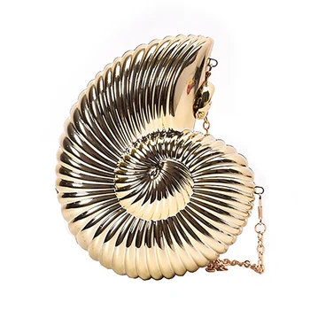 

QZUnique Women's PU Leather Shoulder Bag Handbag Crossbody Chain Metallic Conch Golden