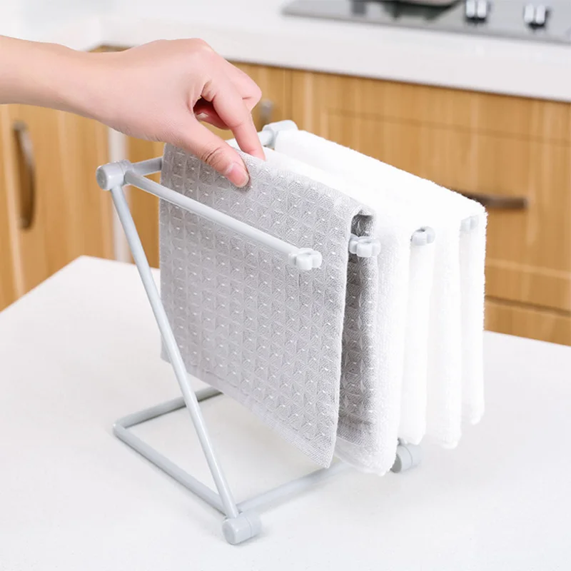 

Practical Folding Cloth Kitchen Towel Rack Storage Rack Bathroom Kitchen Tools Accessories