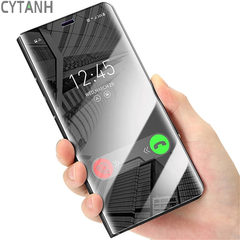 Mirror Smart Case For Samsung Galaxy A30 A40 A50 Note 10 Plus S6 S9 S8 J3 J7 2017 Flip Cover Phone S7 Edge | Мобильные телефоны и