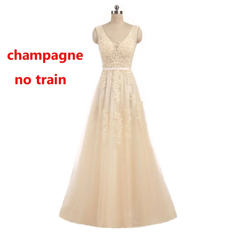 champagne no train Новое поступление сексуальные вечерние платья Vestido de Festa ТРАПЕЦИЕВИДНОЕ платье для выпускного вечера кружевной халат, украшенный бисером De Soiree платье с v-образным вырезом на молнии - Цвет: champagne no train